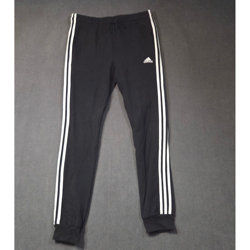 Adidas Joggers Mens Medium Black 3-Stripe Slim Fit Sweatpants